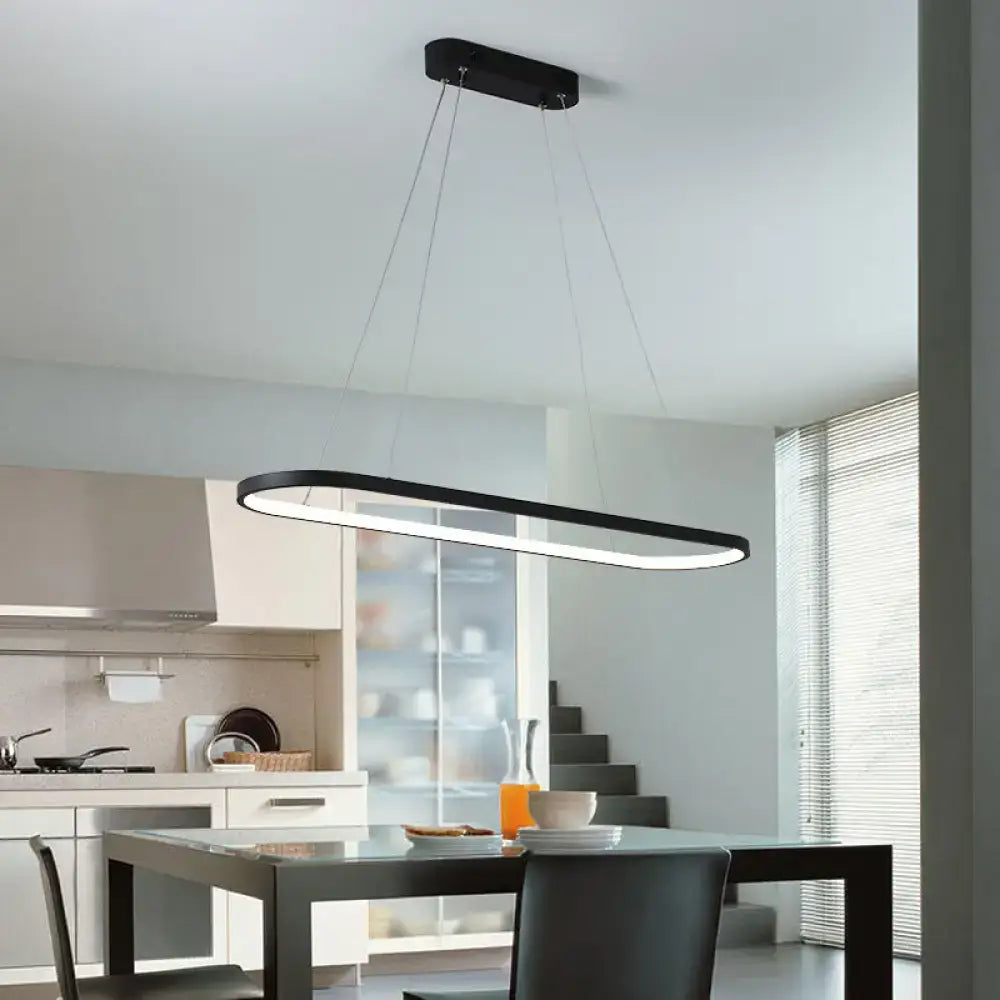 Black rectangular decorbites ellipse hanging lamp with sleek modern design and minimalist finish for dining table lighting