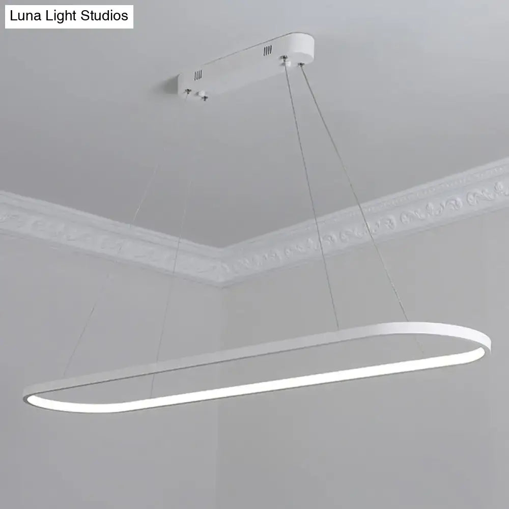 Decorbites sleek black and white ellipse hanging lamp with modern white oval led pendant light for dining table