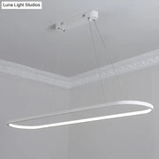Decorbites sleek black and white ellipse hanging lamp with modern white oval led pendant light for dining table