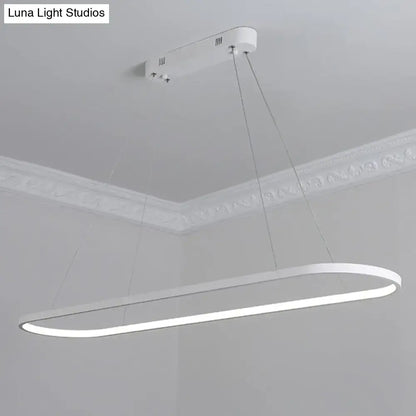 Decorbites sleek black and white ellipse hanging lamp with modern white oval led pendant light for dining table