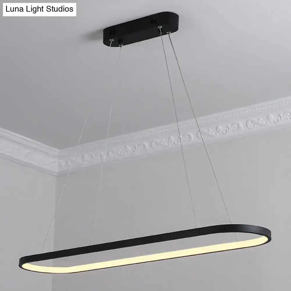 Black ellipse hanging lamp decorbites sleek led pendant light with warm white illumination for dining table use