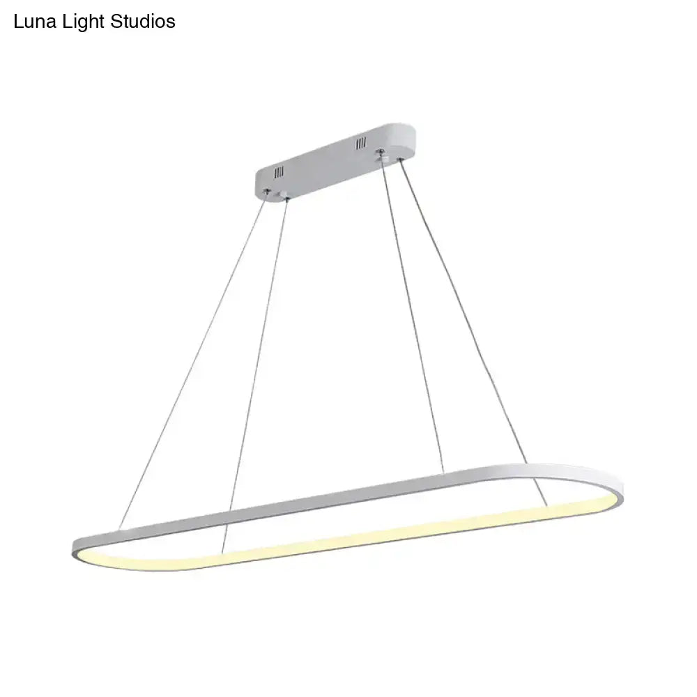 Decorbites sleek black and white ellipse hanging lamp with oval led pendant light and warm yellow glow for dining table