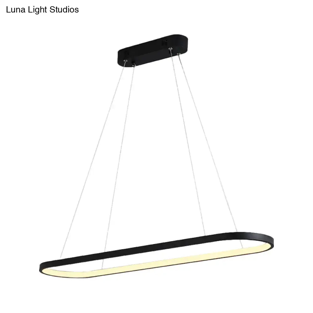 Decorbites sleek black ellipse hanging lamp with warm white led illumination for dining table island lighting