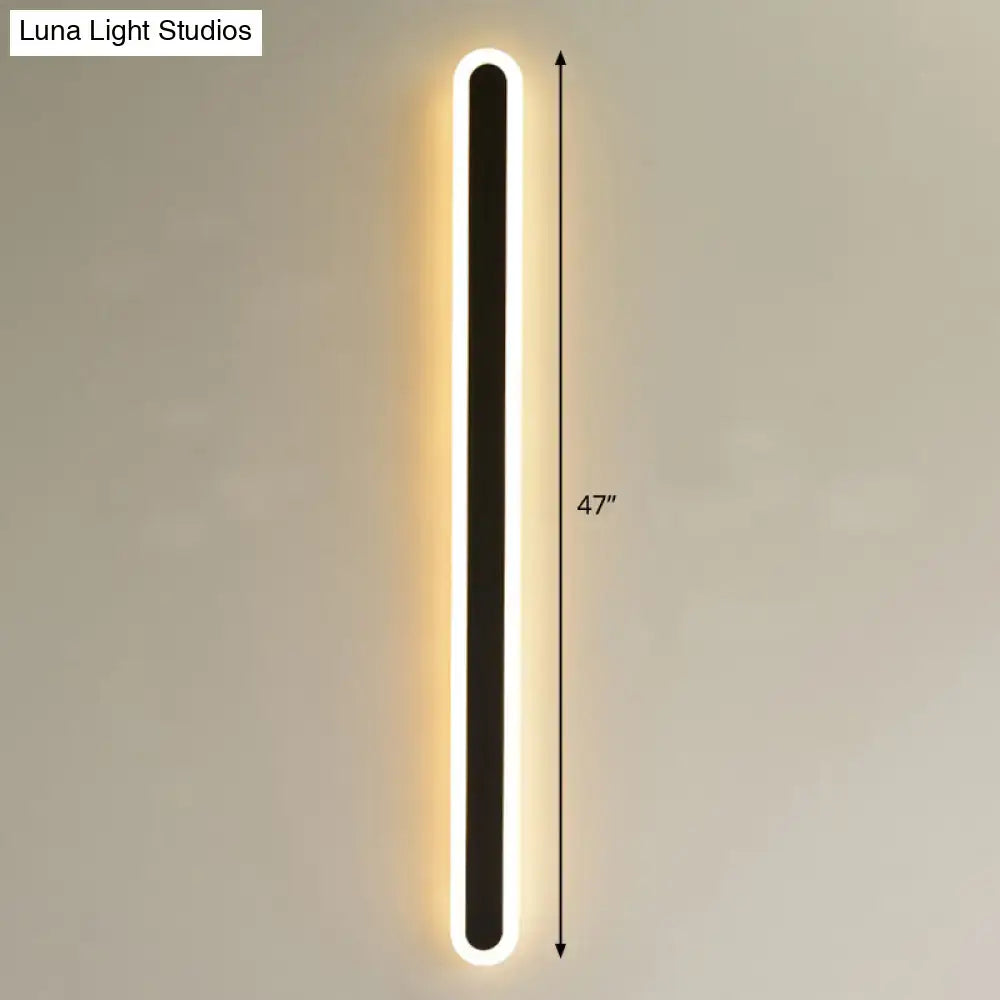 Modern black elliptical acrylic wall sconce with 47-inch black matte frame and warm white led elliptical acrylic flush lighting