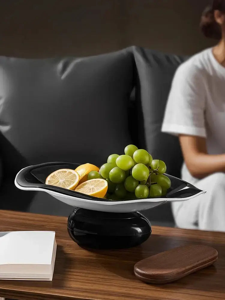 Modern black and white geometric acrylic fruit plate with a sleek ceramic bowl for stylish kitchen decorbites geometric acrylic use