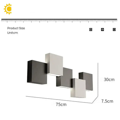 Modern black and white geometric led wall sconce with alternating rectangular panels for living room decorbites geometric led wall