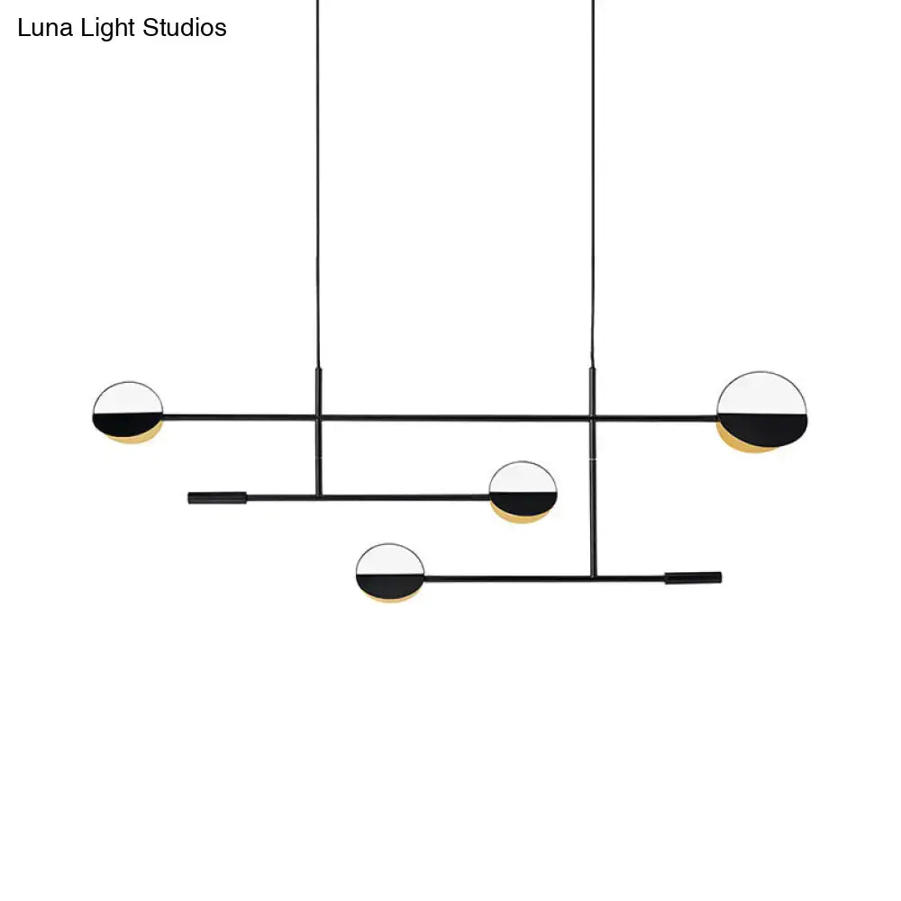 DecorBites contemporary black pendant light with gold metal discs and spherical glass shades 220v-240v 110v-120v black finish