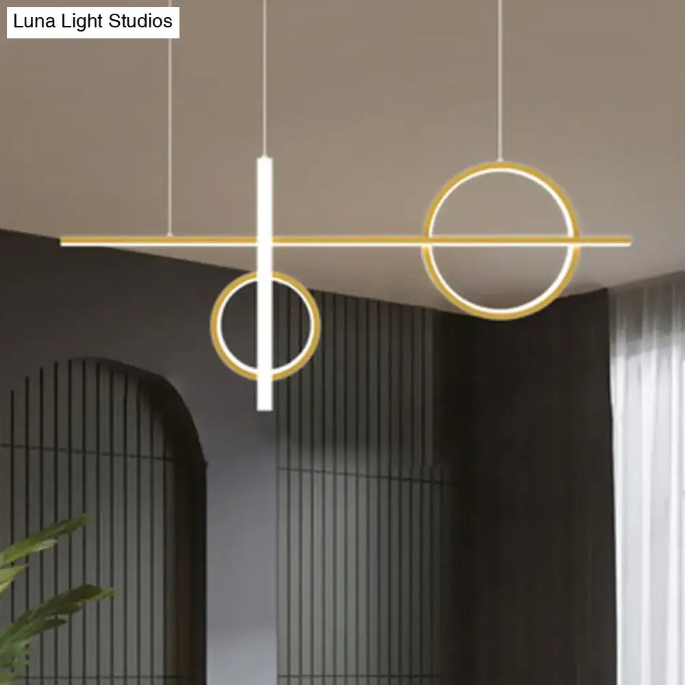 Modern black and white geometric pendant light with acrylic shade featuring gold and white illuminated elements 110v-120v
