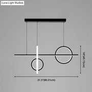 Modern black and white geometric pendant light with acrylic shade featuring circular and rectangular illuminated elements for 110v-120v use