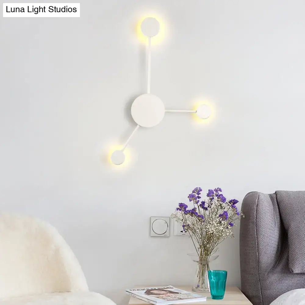 Modern black and white geometric wall sconce with three circular bulbs wall light fixture for living room use