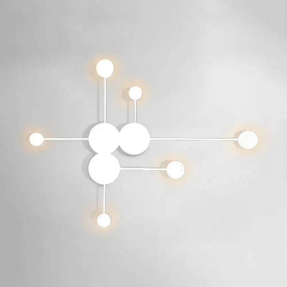 Modern black and white geometric wall sconce with spherical bulbs light fixture for elegant living room wall light