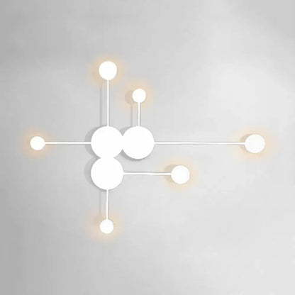 Modern black and white geometric wall sconce with spherical bulbs light fixture for elegant living room wall light
