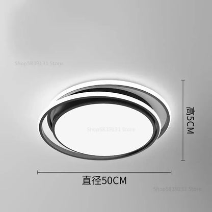 Modern black and white geometry led ceiling light with concentric rings and bright central panel for living room decorbites geometry led