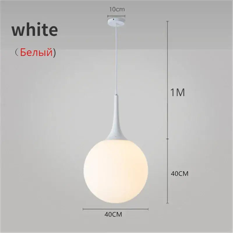 Modern black and white glass ball led pendant lights with white frosted glass globe and sleek metal stem for living room decorbites glass ball