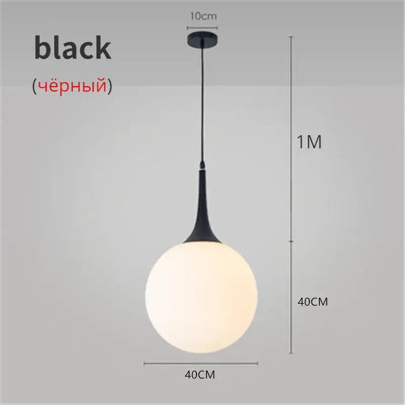 Modern black pendant lights with sleek teardrop metal fixture and frosted glass globe for living room decorbites glass ball led