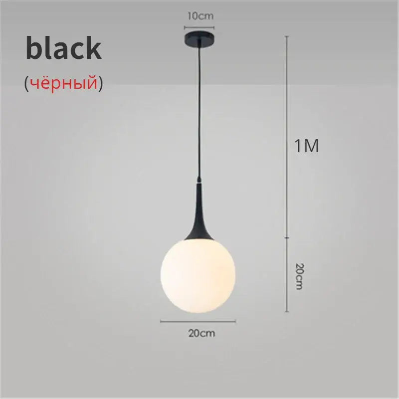 Modern black pendant lights with sleek teardrop metal fixture and frosted glass ball led for living room decorbites glass ball