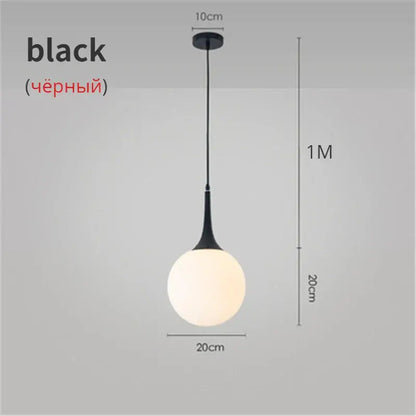 Modern black pendant lights with sleek teardrop metal fixture and frosted glass ball led for living room decorbites glass ball