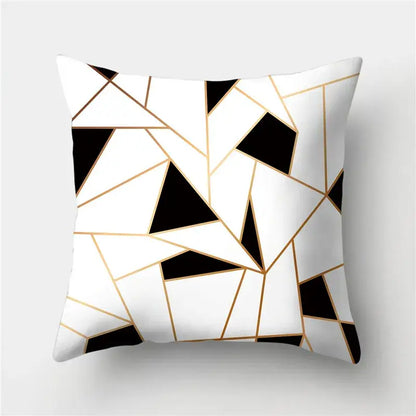 Modern black white and gold geometric stripes pillowcase with decorbites geometric stripes pattern for living room decor