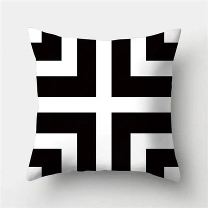 Modern black white and gold geometric stripes pillowcase featuring decorbites geometric stripes pattern for living room decor