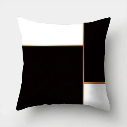 Modern black white and gold geometric stripes pillowcase featuring decorbites geometric stripes design for living room decorbites geometric