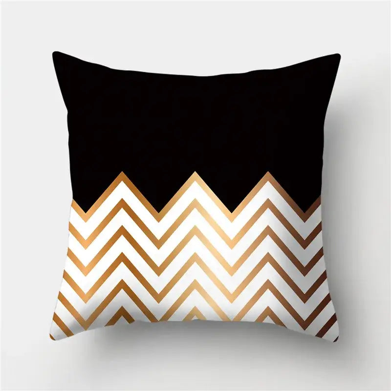 Modern black white and gold geometric stripes pillowcase with decorbites geometric stripes pattern for living room decor