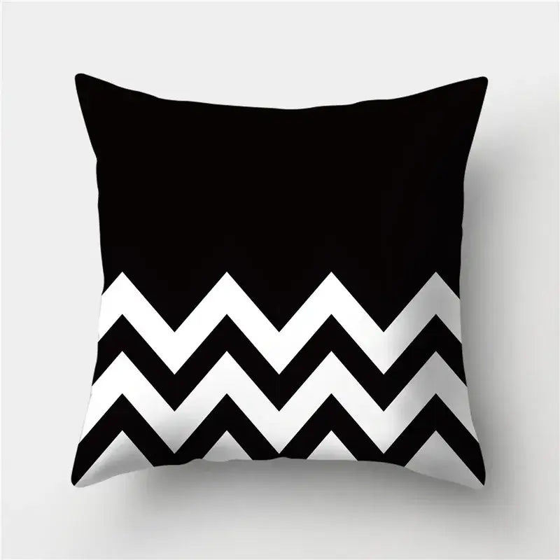 Modern black white and gold geometric stripes pillowcase featuring black and white chevron pattern for decorbites geometric stripes decorbites geometric