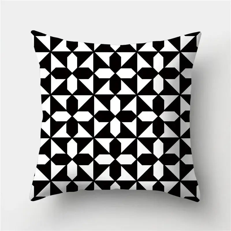 Modern black white and gold geometric stripes pillowcase featuring bold black and white geometric stripes decorbites geometric stripes