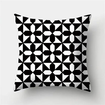 Modern black white and gold geometric stripes pillowcase featuring bold black and white geometric stripes decorbites geometric stripes