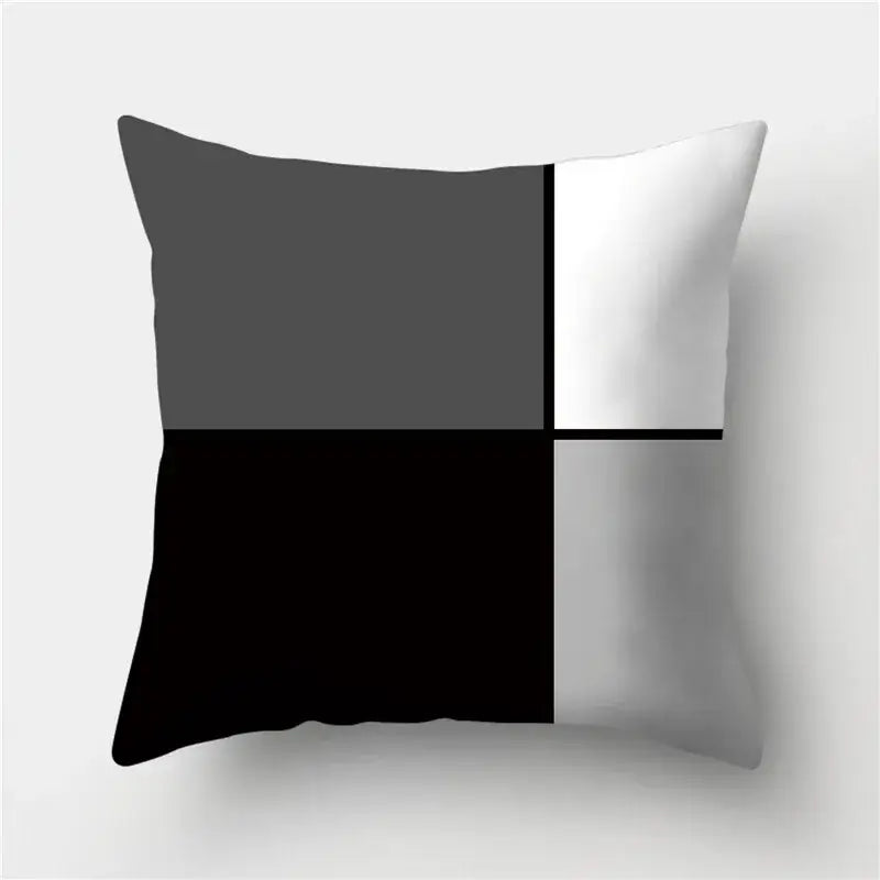 Modern black white and silver decorbites geometric stripes pillowcase with bold color blocks for living room decor