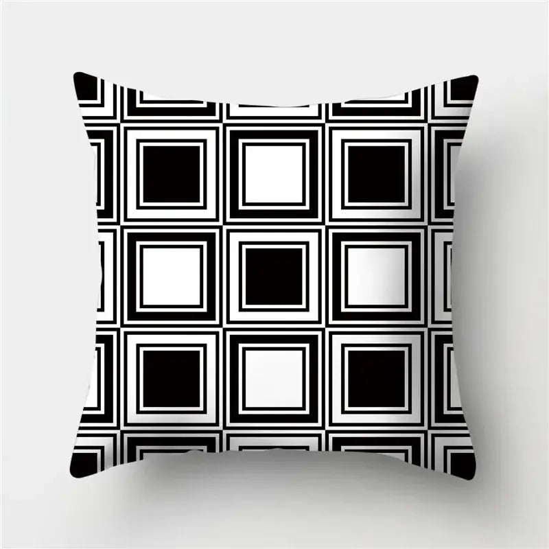 Modern black white and gold geometric stripes pillowcase featuring decorbites geometric stripes for living room decor