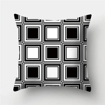 Modern black white and gold geometric stripes pillowcase featuring decorbites geometric stripes for living room decor