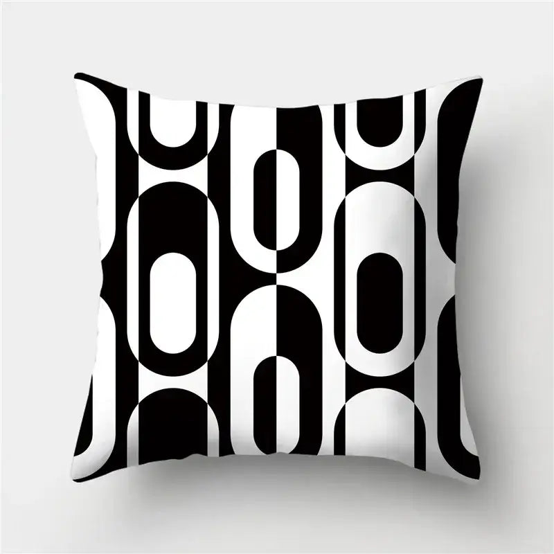 Modern black white and gold geometric stripes pillowcase with decorbites geometric stripes pattern for living room decor