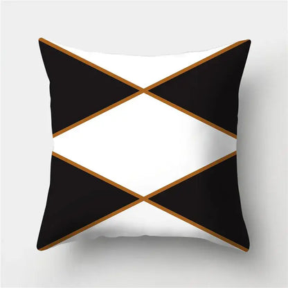 Modern black white and gold geometric stripes pillowcase featuring decorbites geometric stripes for living room decor