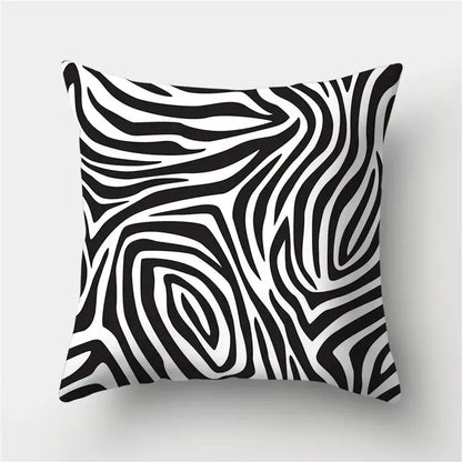 Square throw pillow with bold black and white zebra stripe pattern for modern decorbites geometric stripes decor