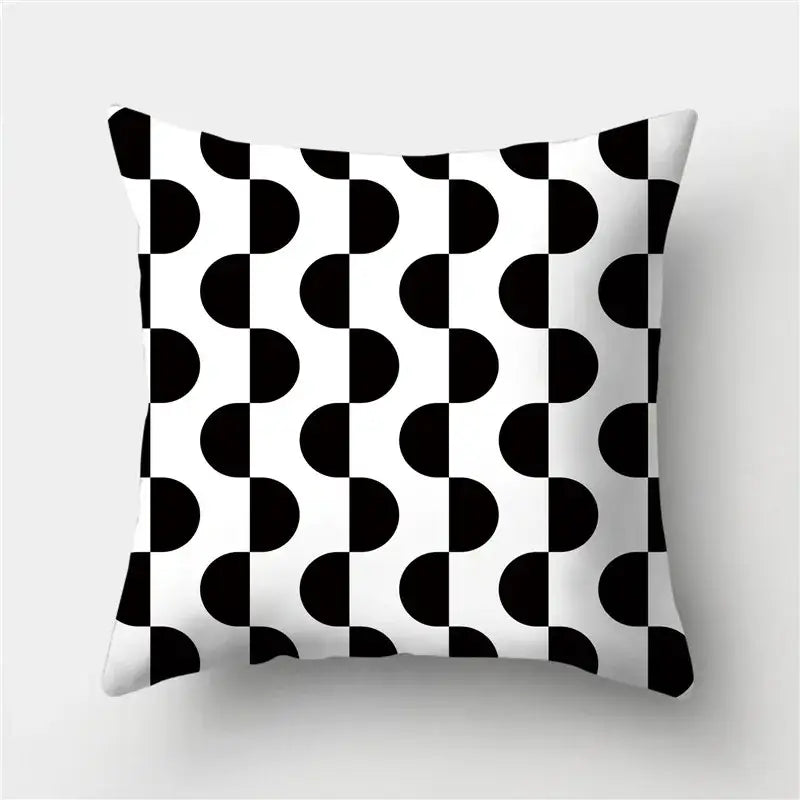 Modern black white and gold geometric stripes pillowcase featuring bold black and white decorbites geometric stripes throw pillow