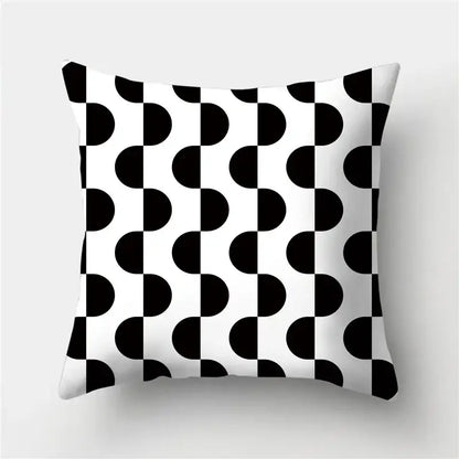 Modern black white and gold geometric stripes pillowcase featuring bold black and white decorbites geometric stripes throw pillow