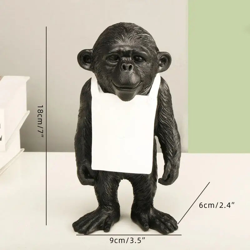 Modern black and white gorilla sculpture resin figurine with white apron for living room decorbites gorilla sculpture