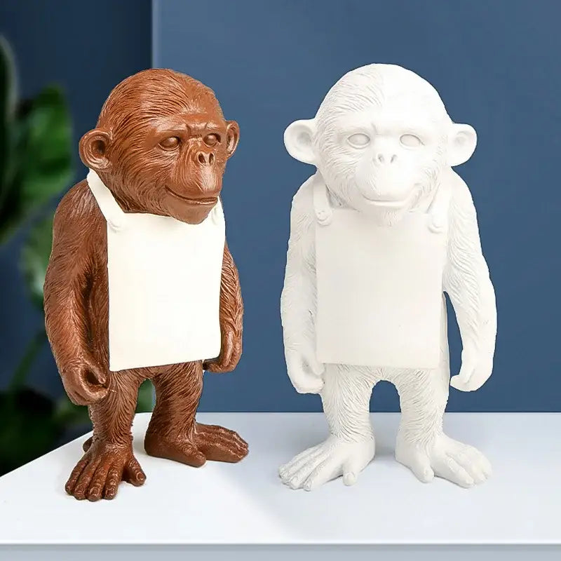 Brown and white resin gorilla sculpture resin figurines wearing aprons perfect for modern living room decorbites gorilla sculpture