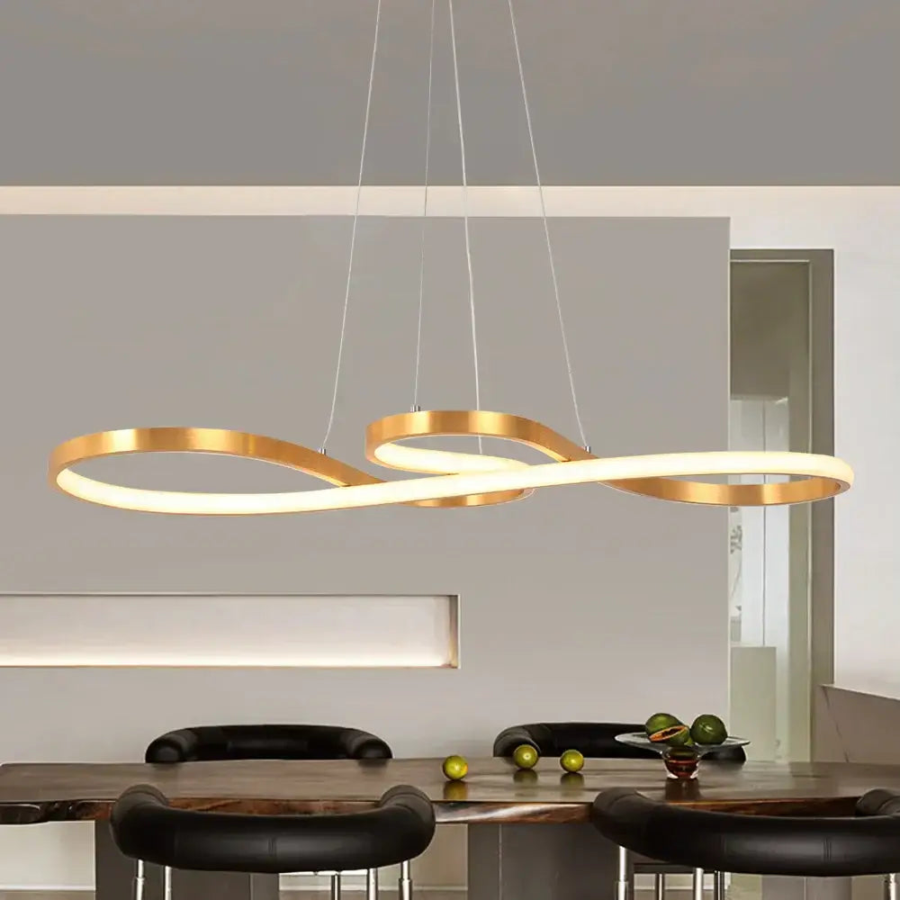 Gold-finished infinity acrylic chandelier led ceiling light with sleek modern design for dining room illumination