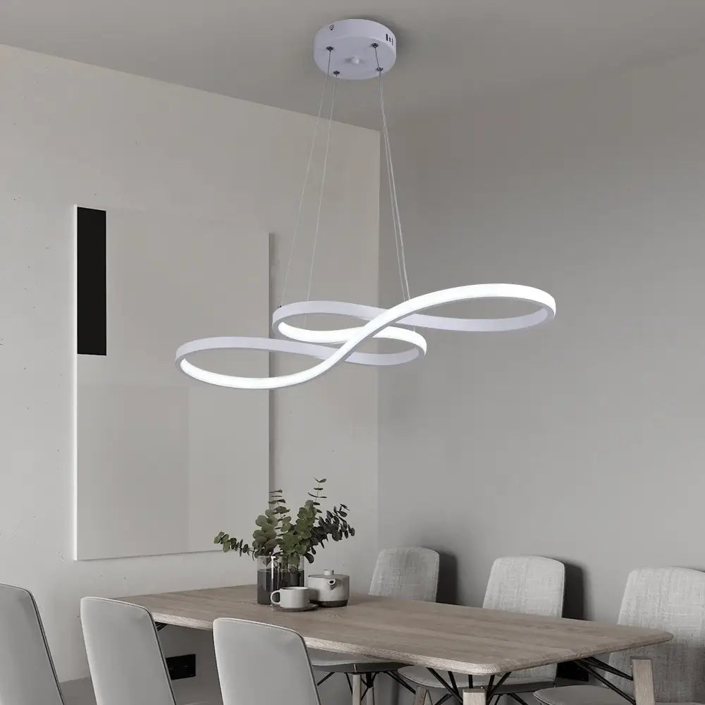 Modern black and white acrylic chandelier led with infinity-shaped ceiling light for dining room illumination
