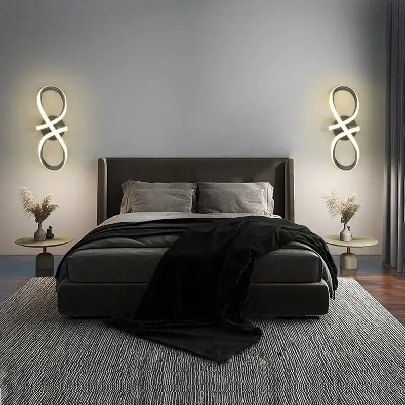 Modern black and white infinity led wall sconce with sleek minimalist design perfect for decorbites gold nordic bedroom light