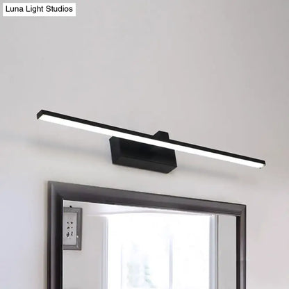 Modern black and white iron stick led mirror light with slim profile and sleek design for bathroom use