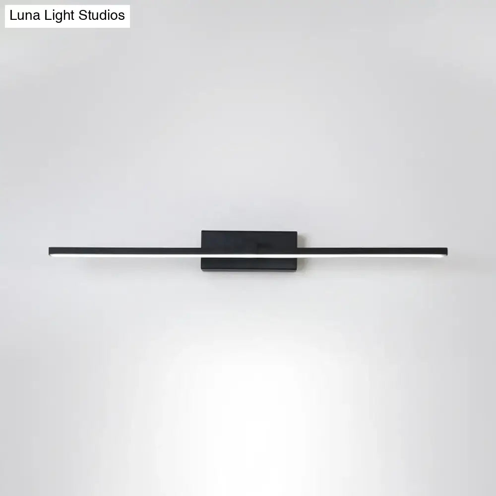 Modern black iron stick led wall sconce with sleek rectangular design and integrated bulb base for bathroom mirror lighting