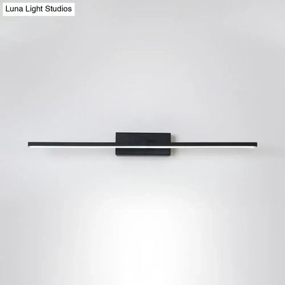 Modern black iron stick led wall sconce with sleek rectangular design and integrated bulb base for bathroom mirror lighting