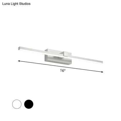 Modern black and white iron stick led wall sconce with sleek rectangular design for bathroom mirror lighting