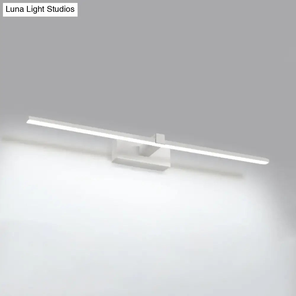 Modern black and white iron stick led mirror light with sleek white led vanity light and minimalist bulb base design