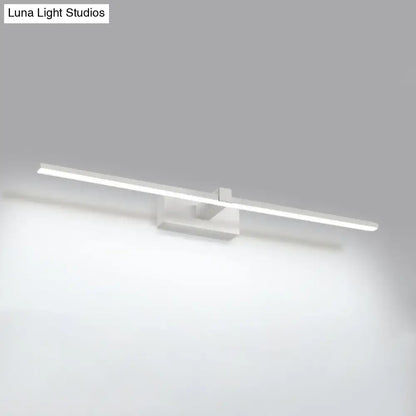 Modern black and white iron stick led mirror light with sleek white led vanity light and minimalist bulb base design