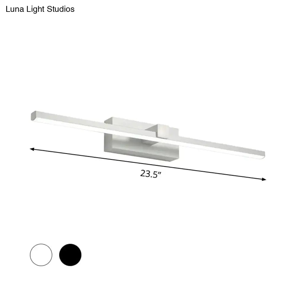 Modern black and white iron stick led mirror light bathroom lamp with sleek rectangular white led wall sconce and bulb base
