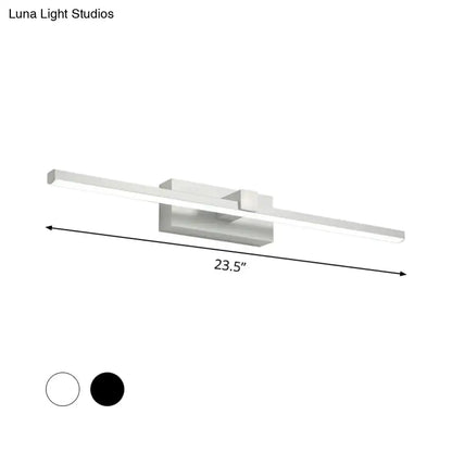 Modern black and white iron stick led mirror light bathroom lamp with sleek rectangular white led wall sconce and bulb base