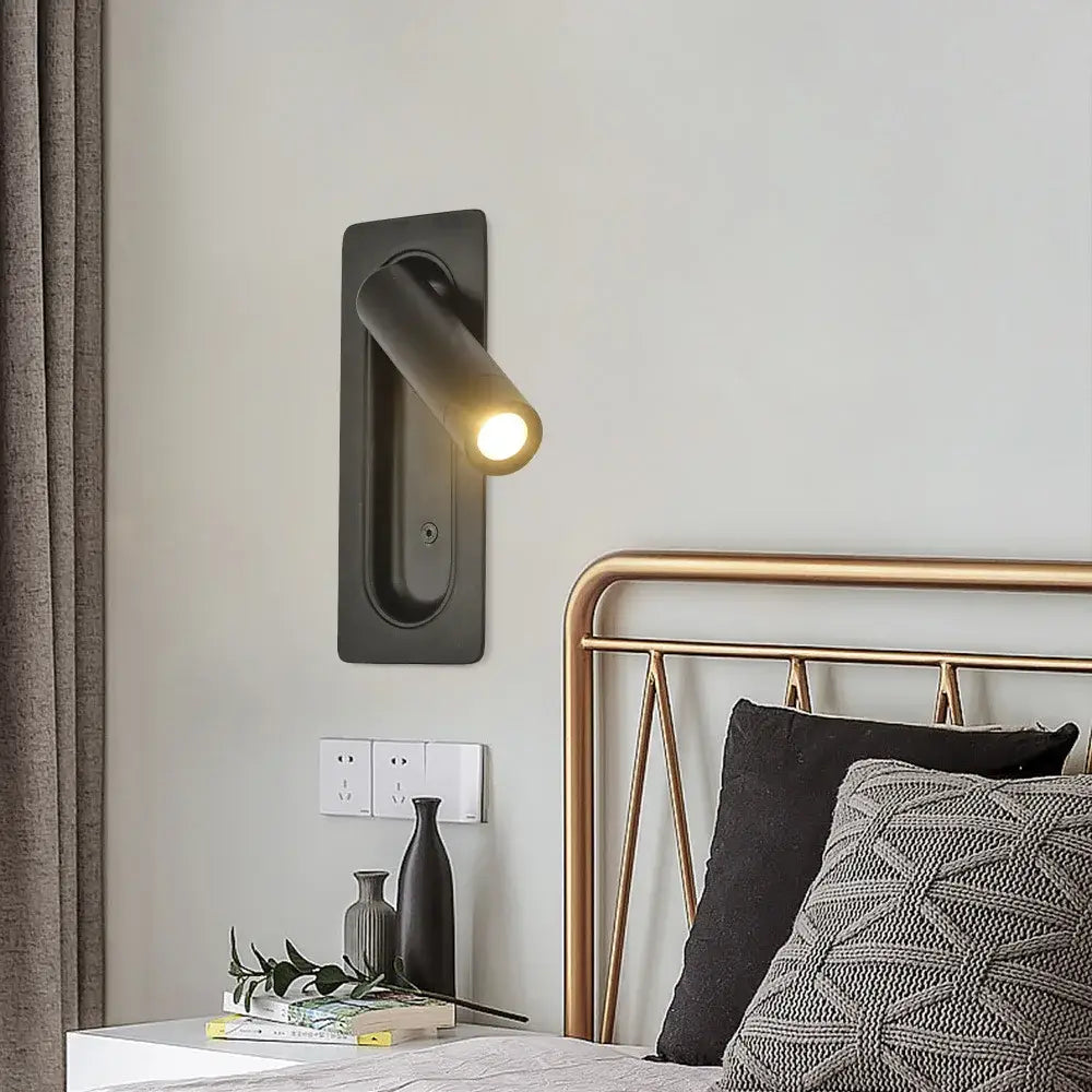 Modern black matte wall lamp with adjustable arm and cylindrical head for decorbites led bedside wall lighting